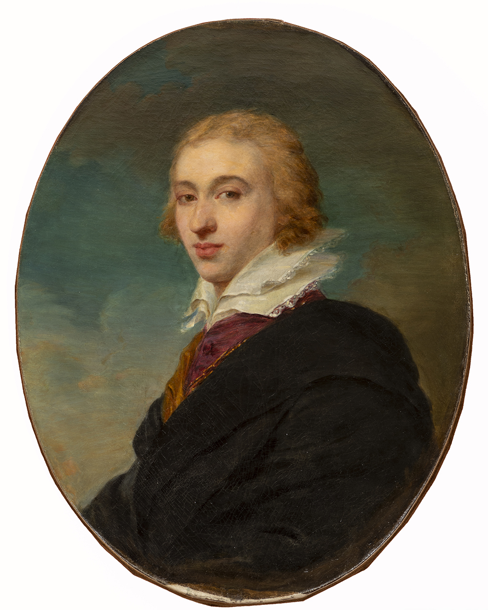 Portret Konstantego Czartoryskiego, nieznany autor kopii wg oryginału J. Ch. Lampiego, Europa, koniec XIX wieku; płótno, olej; nr inw. MPK/MR/240 Portret Konstantego Czartoryskiego. Młody mężczyzna został przedstawiony w ujęciu do pasa, w lewym profilu, z głową skierowaną na wprost. Jego twarz jest pociągła o karnacji jasnozłocistej, oczy duże ciemne, nos wystający, usta pełne, różowe. Jego włosy do ramion są jasne i lekko falujące. Przez lewe ramię ma przewieszony ciemny płaszcz, pod którym widoczny jest wysoko zapięty karminowy kaftan i szeroki, podwójny, biały kołnierzyk koszuli wykończony koronką. Tło portretu jest gładkie w kolorze morskim, dołem przechodzące w szarość.