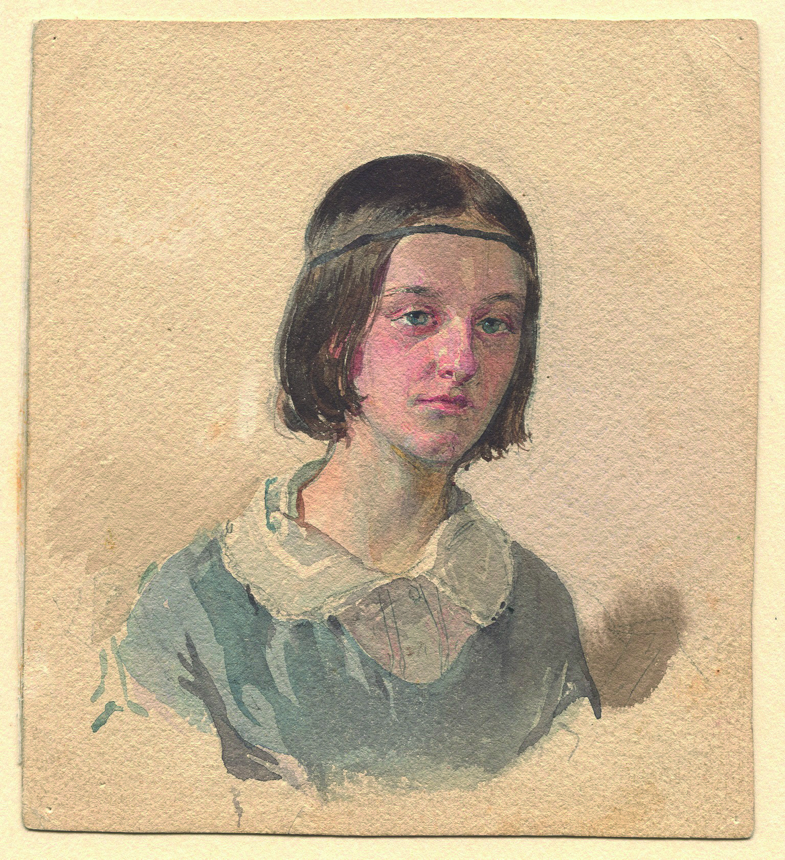 1. Jadwiga z Działyńskich jako dziewczynka, rysunek ołówkiem, kolorowany akwarelą, na odwrocie napis ołówkiem: „please to (…) that she is much handsome (…)”, zbiory Biblioteki Kórnickiej 1. Jadwiga z Działyńskich jako dziewczynka, rysunek ołówkiem, kolorowany akwarelą, na odwrocie napis ołówkiem: „please to (…) that she is much handsome (…)”, zbiory Biblioteki Kórnickiej